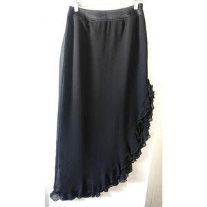 Vintage Cache Skirt 10 Black Asymmetrical Ruffle Midi Maxi Whimsigoth 90s Y2k